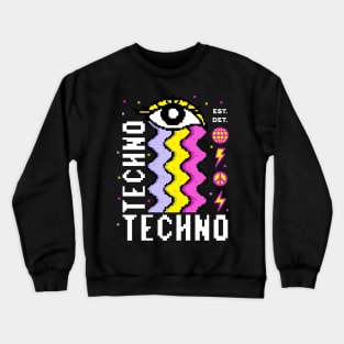 TECHNO  - 8 bit Rainbow Tears (white/yellow/purple/pink) Crewneck Sweatshirt